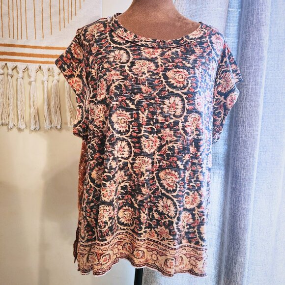 Free People NWT Mixed Print High-Low Boho Tee | Versatile Boho Staple | Size S - Picture 1 of 14